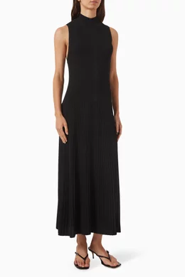 Buy COS Black Pleated High-neck Maxi Dress in Viscose Blend for Women  Online | Ounass Kuwait