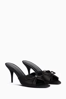 Buy Balenciaga Black Knife Bow 80 Sandals in Satin for Women