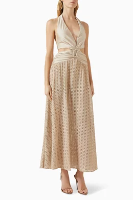 Buy PatBO Neutral Cut-out Beach Dress for Women Online | Ounass Kuwait