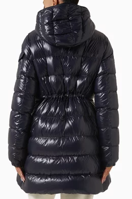 Buy Moncler Blue Courcelles Midi Down Jacket in Nylon for Women