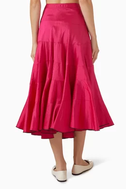 スカート TORY BURCH SILK FLARED MIDI SKIRT Flared Cotton Silk Skirt: Women's Designer Bottoms | Tory Burch