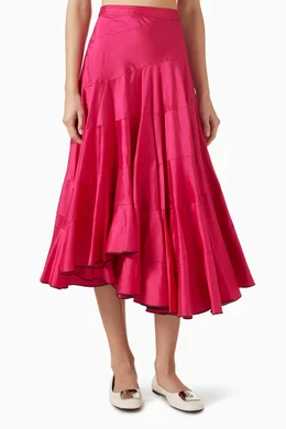 スカート TORY BURCH SILK FLARED MIDI SKIRT Buy Tory Burch Pink Flared Midi Skirt in Silk for Women