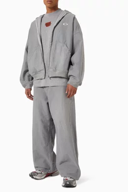 Buy Balenciaga Grey Trompe L'Œil Hoodie in Cotton-denim for