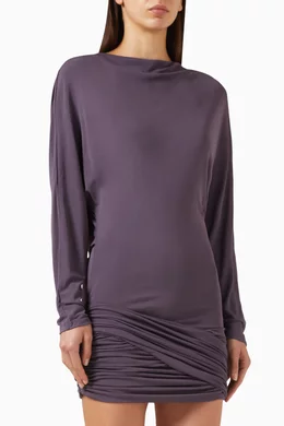 Buy Christopher Esber Purple Luna Draped Mini Dress in Jersey for