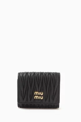 MIU MIU Leather small wallet with l logo lettering財布 Miu Miu Black Leather Lettering Logo Zip Wallet Small