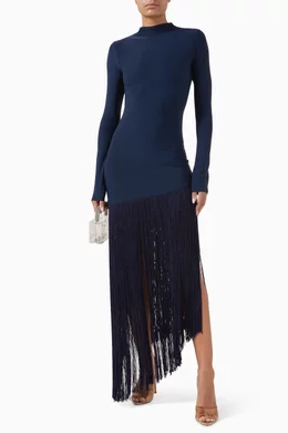 Buy Deme By Gabriella Blue Jade Tassel Maxi Dress in Lycra for Women Online  | Ounass Kuwait