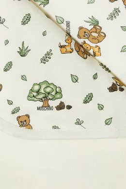 Buy Moschino Neutral Teddy Bear Baby Blanket in Cotton for Baby