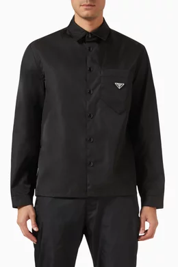 シャツ 18AW Prada Triangle logo nylon shirt Buy Prada Black Triangle Logo Shirt in Re-nylon for Men Online