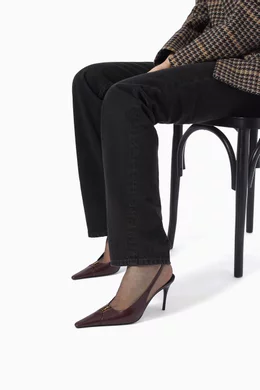 Buy SAINT LAURENT Red Babylone Breteuil 90 Slingback Pumps in