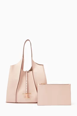 Buy Tod's Pink Medium T Timeless Shopping Bag in Leather for Women