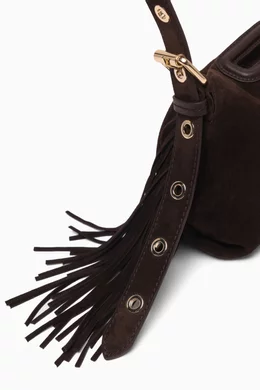 Buy Maje Brown Mini Miss M Shoulder Bag in Suede for Women Online