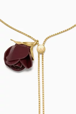 Buy Kate Spade New York Red Rosebud Necklace in Leather Gold