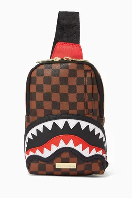 Buy Sprayground Brown Sawtooth Sharks In Paris Sling Backpack for