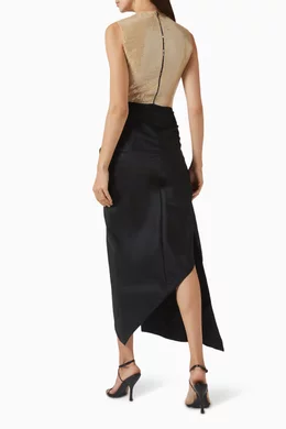 david koma beige dress David Koma SILVER POLKA-DOTS AND TULLE GOWN BEIGE/SILVER / 8