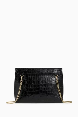 Buy Strathberry Black Stylist Crossbody Clutch Bag in Croc