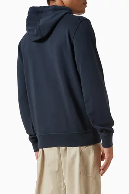 Buy Stone Island Blue Hoodie in Organic Cotton Fleece for Men