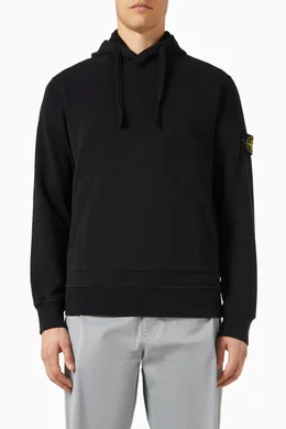 Buy Stone Island Black Hoodie in Cotton Fleece for Men Online