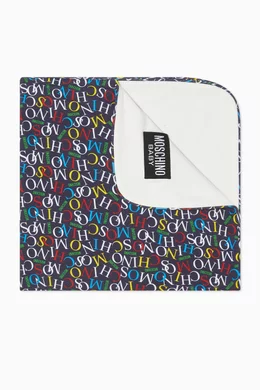 Buy Moschino Blue Logo Baby Blanket in Cotton for Baby Girls