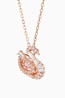 Buy Swarovski Pink Swan Pendant Necklace in Rose Gold-plated Metal