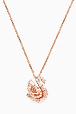 Buy Swarovski Pink Swan Pendant Necklace in Rose Gold-plated Metal