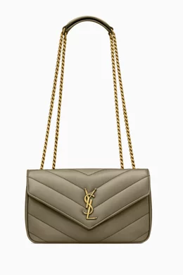 Buy SAINT LAURENT Green Loulou Small Shoulder Bag in Matelassé - Main Image