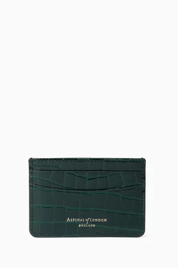 Slim Card Holder in Croc-embossed Leather