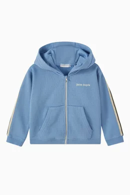 Buy Palm Angels Blue Striped Zip-up Hoodie in Cotton for Baby Boys