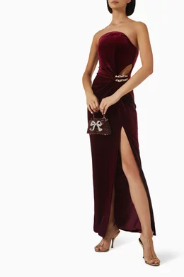 self portrait burgundy velvet dress self-portrait - Burgundy Velvet Embellished Mini Dress