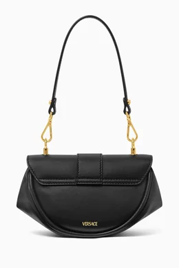 Buy Versace Black Virtus Small Shoulder Bag in Leather for Women