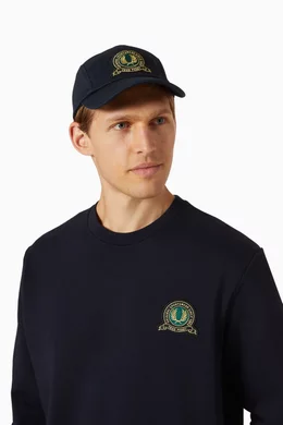Buy Fred Perry Blue Tennis Badge Cap in Cotton-twill for Men