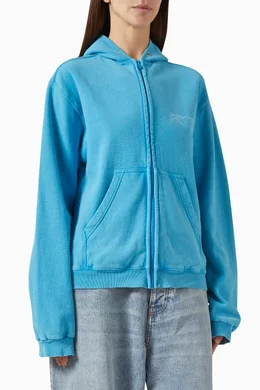 Buy Balenciaga Blue Zip-up Hoodie in Fleece for Women Online