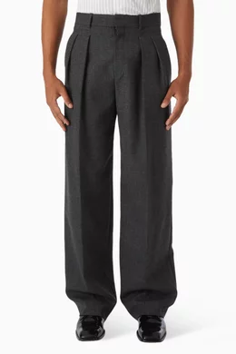 Buy SAINT LAURENT Grey Low-waisted Pants in Wool Chiné for Men