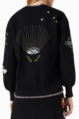 Buy Never Fully Dressed Black Night Garden Cardigan in Viscose-blend Knit for Women Online Ounass Kuwait