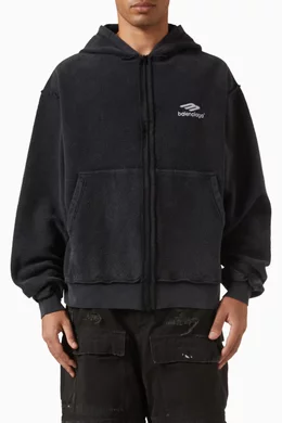 Buy Balenciaga Black 3B Sports Icon Inside-Out Zip-up Hoodie for