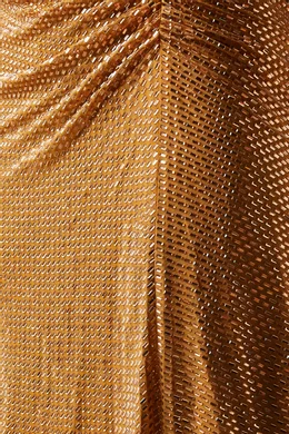 Buy Self-Portrait Gold Rhinestone Draped Midi Dress for Women Online |  Ounass Kuwait