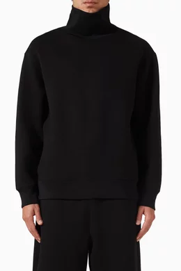 Buy COS Black Funnel-neck Sweatshirt in Scuba for Men Online