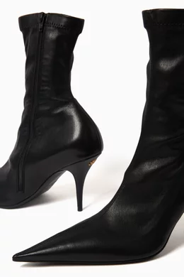Buy Balenciaga Black Avenue 90 Ankle Boots in Stretch Goatskin for