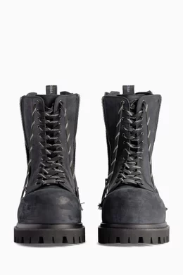 Buy Balenciaga Black Stomper Zipped Boots in Leather for Men
