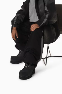 Buy Balenciaga Black Stomper Zipped Boots in Leather for Men