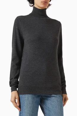 Buy The Frankie Shop Grey Eve Thin Turtleneck Sweater in Merino