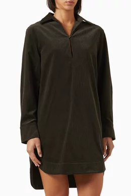 cos corduroy shirt dress COS Women's Corduroy Mini Shirt Dress in Black | Cotton