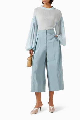 Buy COS Blue Pleated Culottes in Modal-blend for Women Online