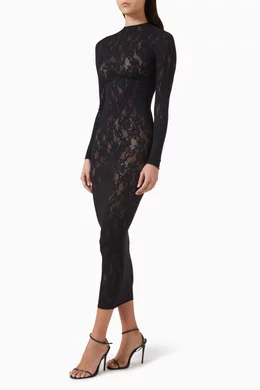 Buy SKIMS Grey Knit Lace Mock Neck Dress for Women Online | Ounass Kuwait