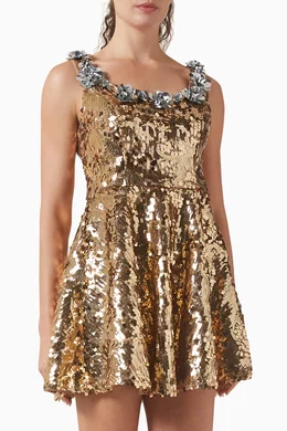 Buy Elliatt Gold Noelle Sequinned Mini Dress for Women Online | Ounass  Kuwait