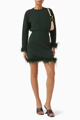 Buy Never Fully Dressed Green Jake Feather-trim Mini Skirt in Knit for  Women Online | Ounass Kuwait