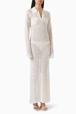 Buy Paris Georgia White Snakeskin Crochet Dress in Cotton for Women Online  | Ounass Kuwait