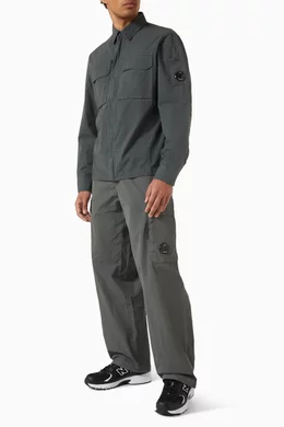 Buy C.P. Company Grey Cargo Lens Pants in Flatt Nylon for Men