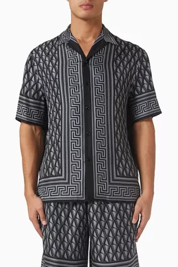 Buy Versace Multicolour Greca-print Shirt in Silk-twill for Men