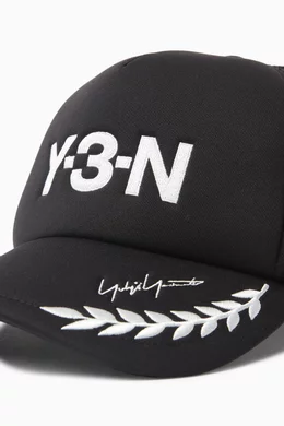 Buy Y-3 Black x Neighborhood Trucker Cap in Canvas & Mesh for Men