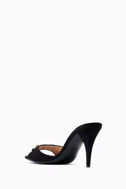 Buy Gucci Black Horsebit 85 Mule Sandals in GG Canvas for Women